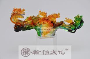 精品琉璃龍擺件 九龍如意與綠珀色的藝術(shù)之美
